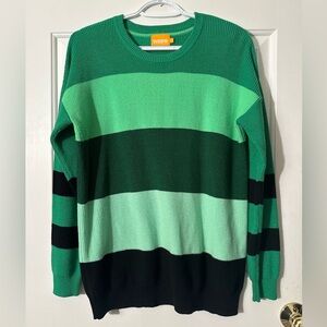WISPR Small Preppy Cabincore Green Rugby Stripe Sweater Cotton Silk RARE Irish